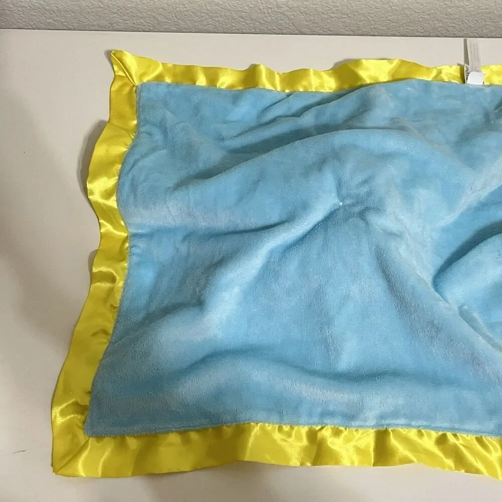 Goodnight Moon Bunny Security Blanket Lovey Lovie Blankie Blue Satin Trim